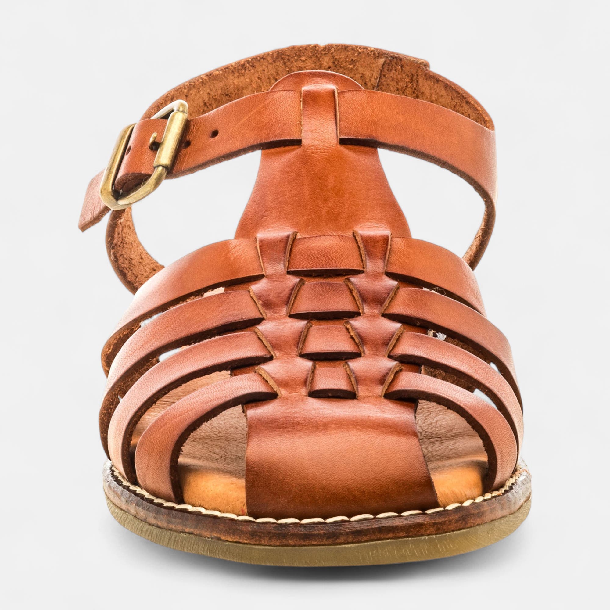 Nu-pieds Femme en cuir cognac