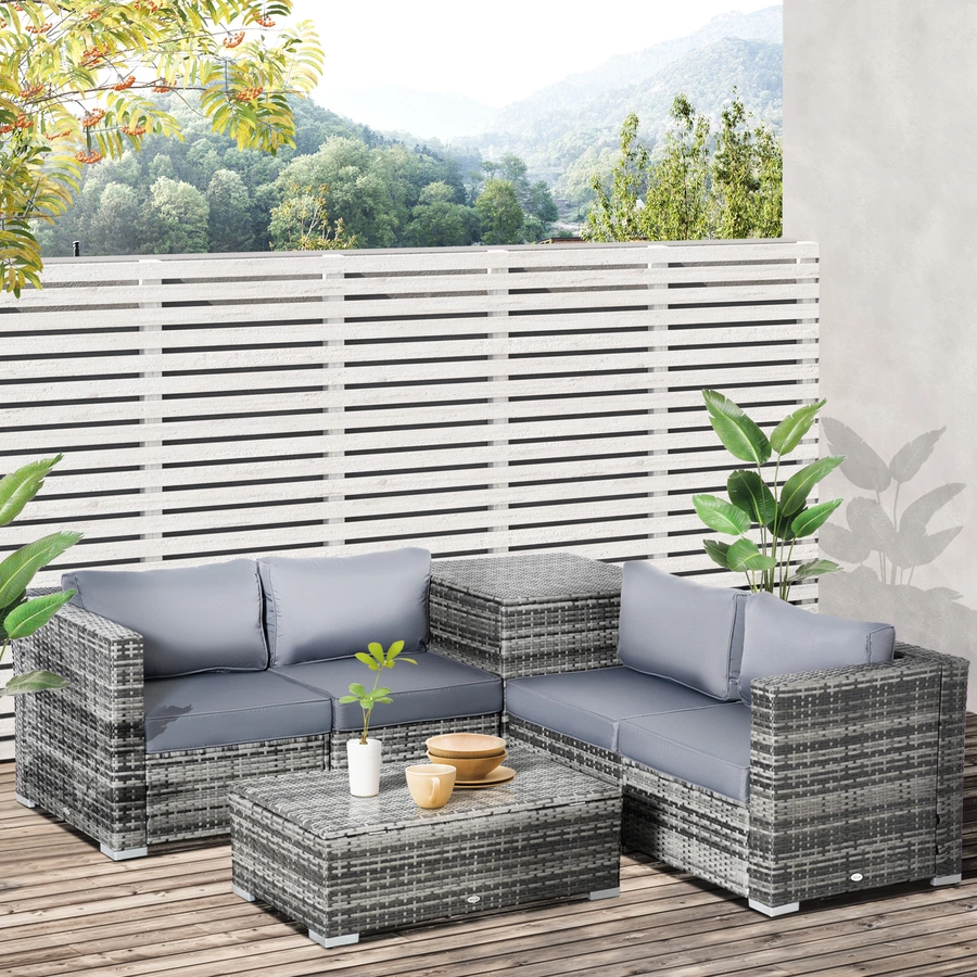 Outsunny Gartenmöbel Set mit Stauraum grau