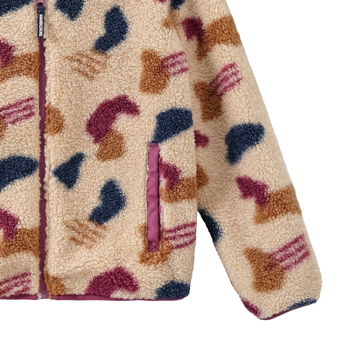 Yigga Mädchen Teddyjacke aus recyceltem Material beige / beere / dunkelblau