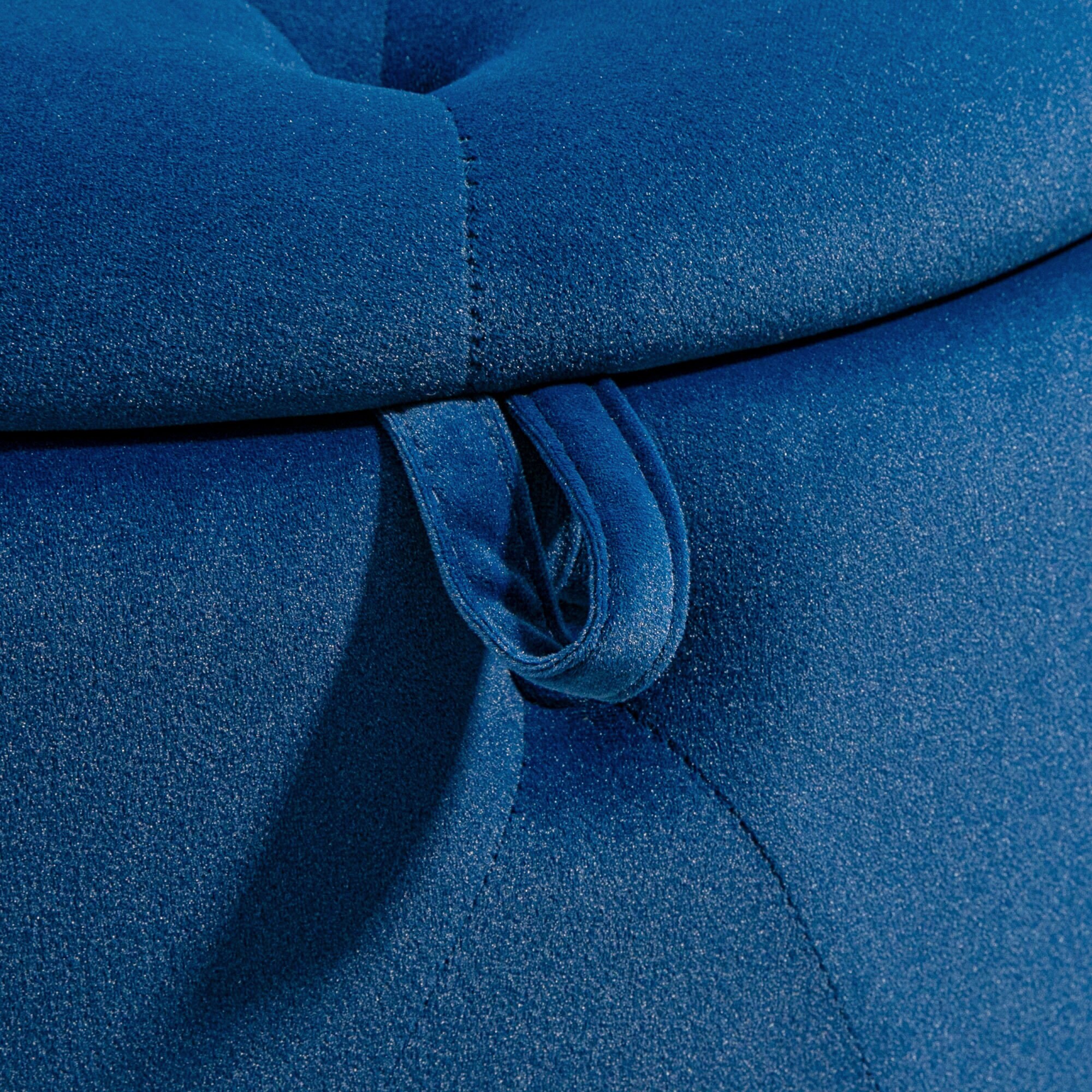 HOMCOM Ottomane mit Stauraum blau Ø60 x 40H cm