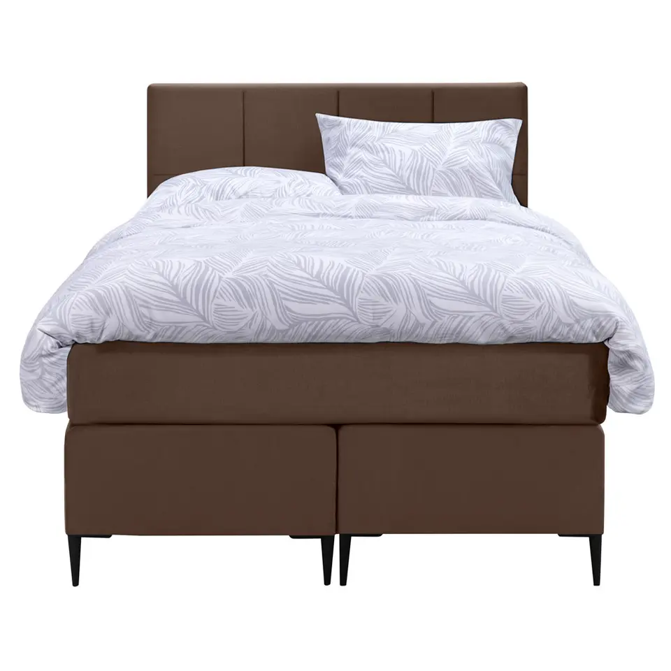 Boxspring Liv geblokt - bruin - 120x200 cm - slanke poot