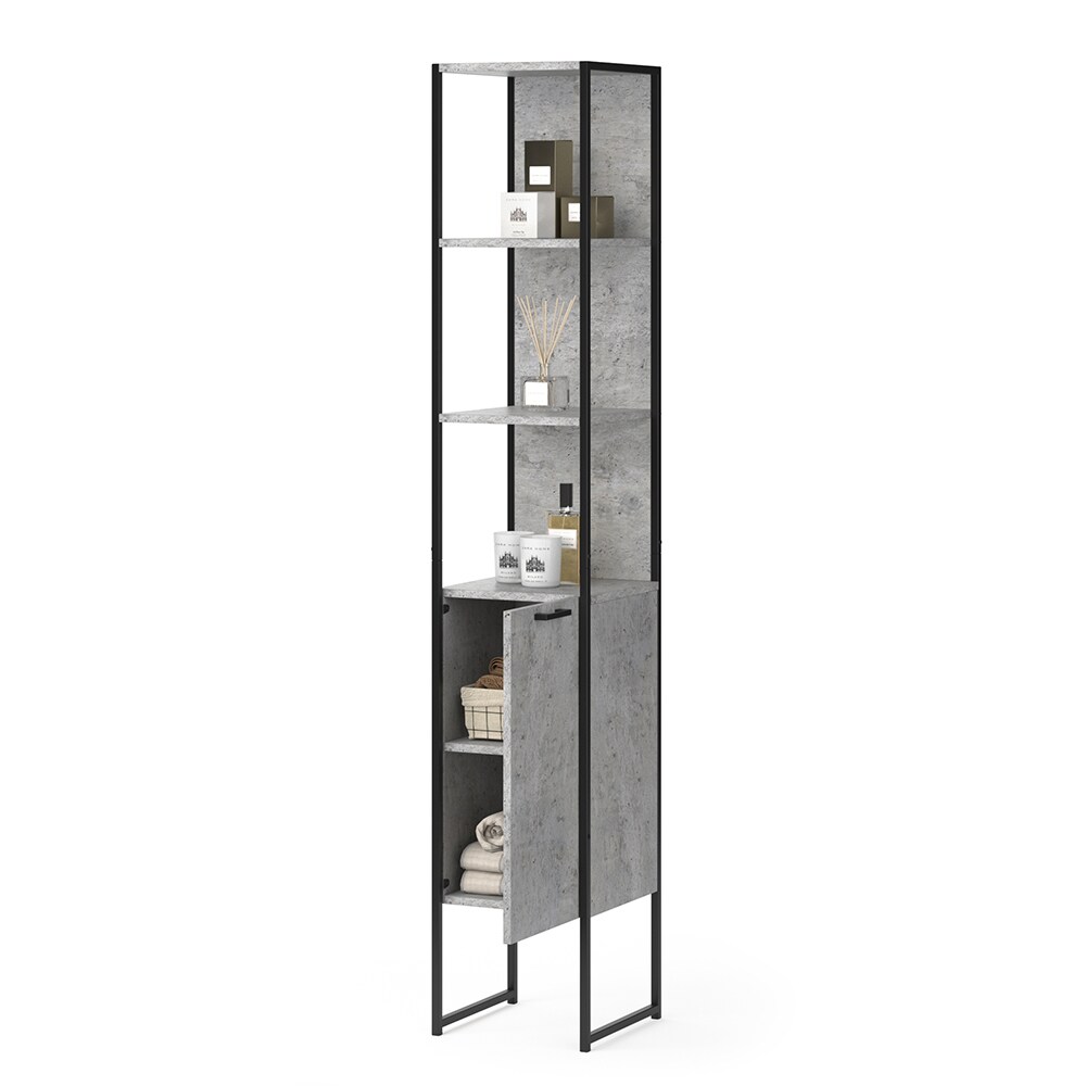 Vicco Badschrank Fyrk Beton Badezimmerschrank Hochschrank Badregal 5 Fächer
