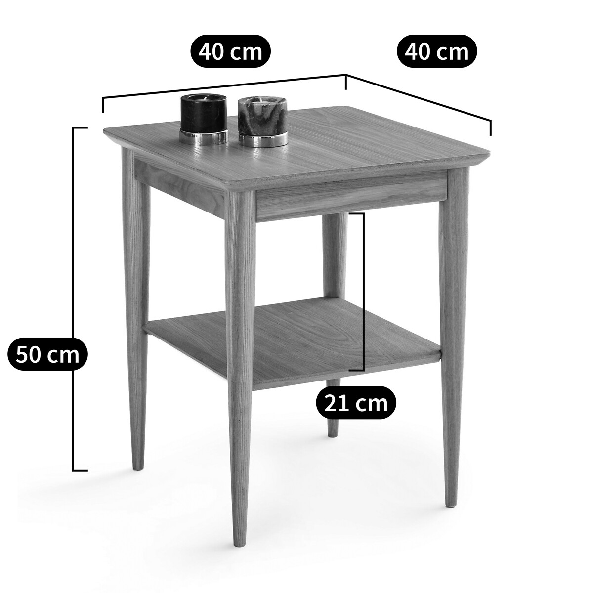 LA REDOUTE INTERIEURS<br>Mesa lateral ou de cabeceira em madeira de freixo LUSSAN