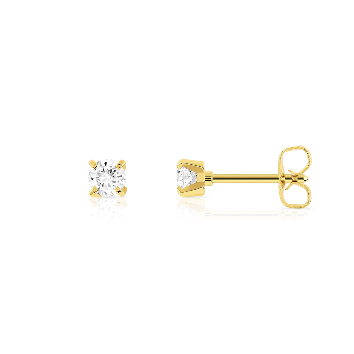 Boucles d'oreilles or 750 jaune diamant H/P1