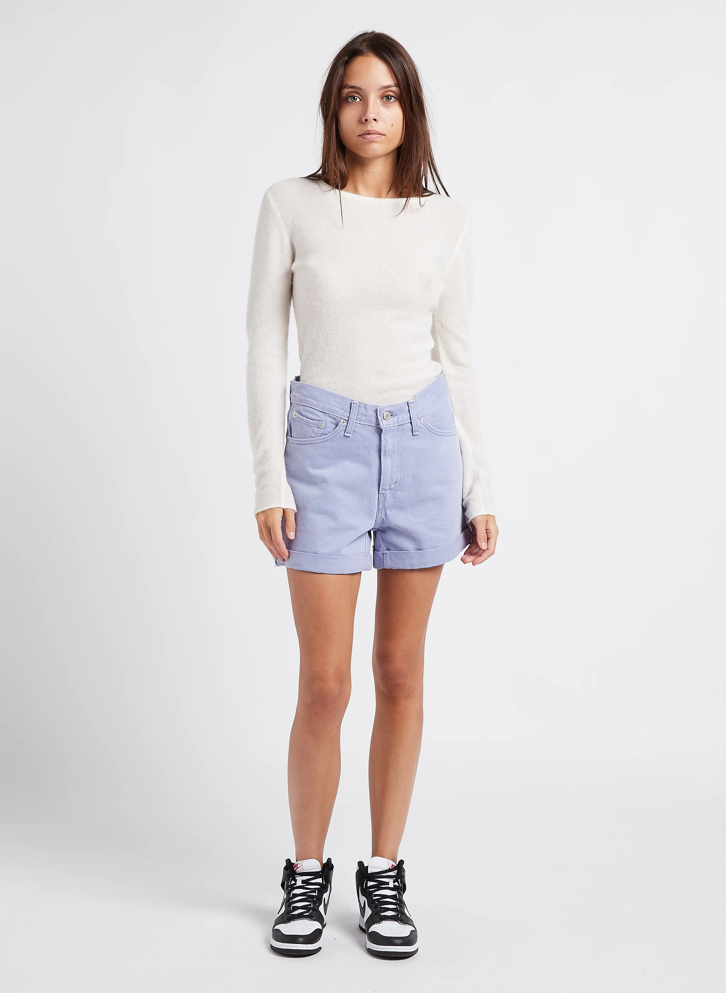 ROLLED 80S MOM SHORTS - Short en jean | Violet