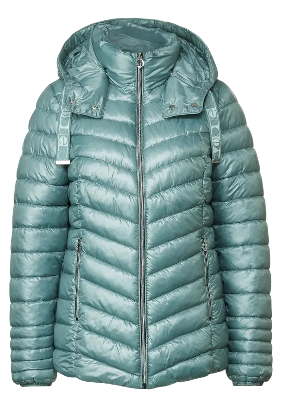 Kurze Steppjacke mit Kapuze - polar mint