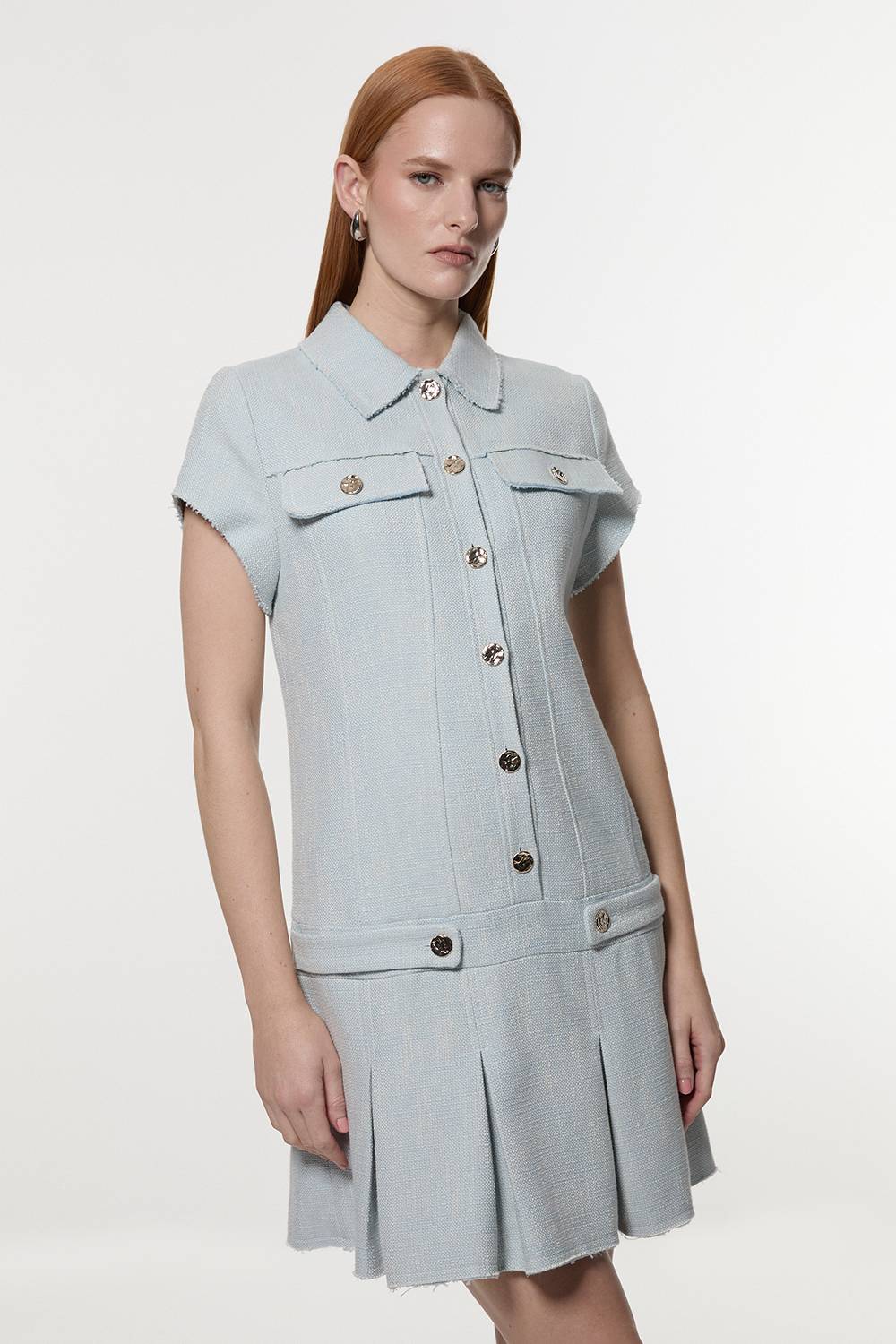 KarenMillen Robe mini ajustée en tweed printanier