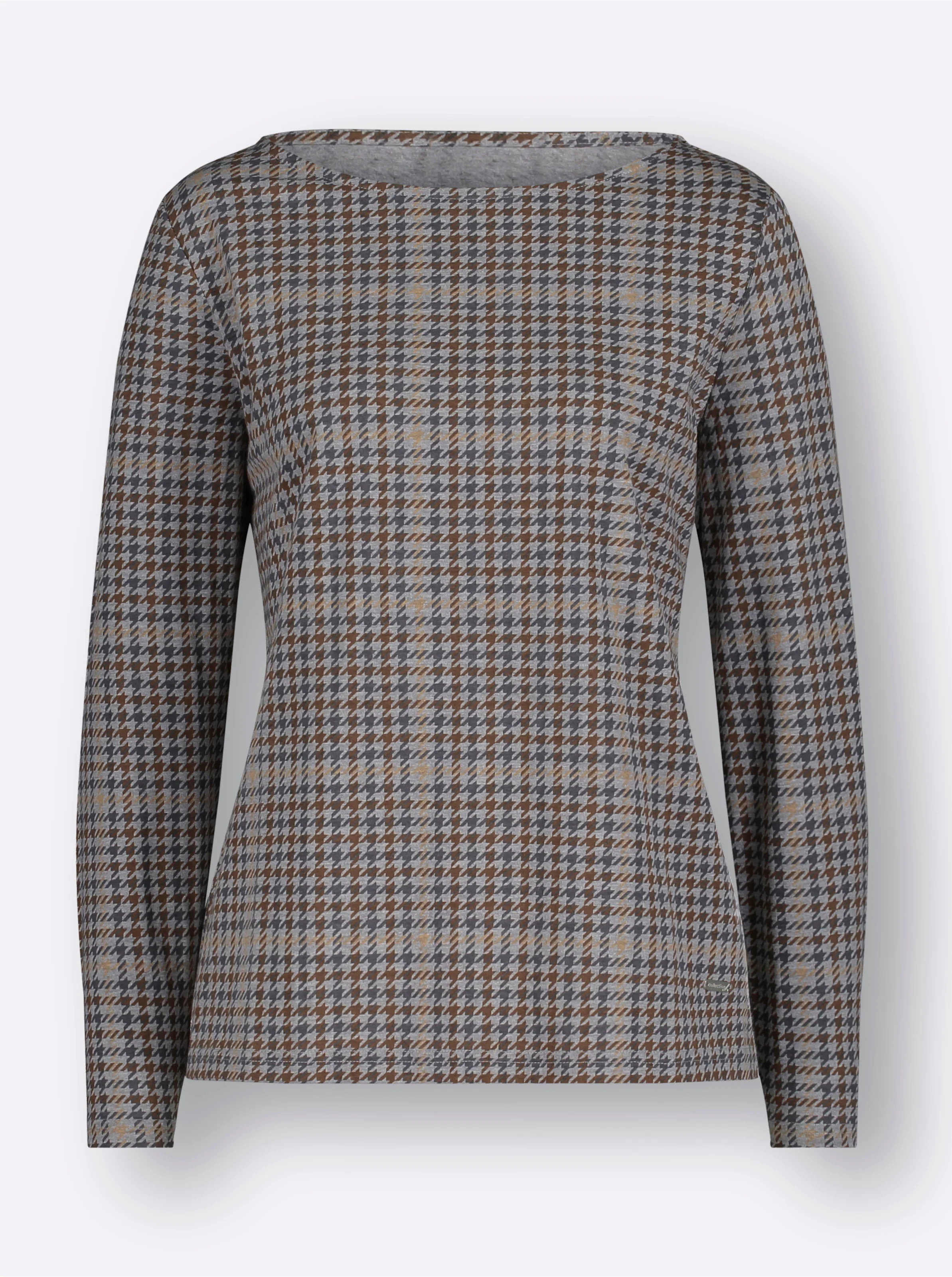 Langarmshirt in camel-gemustert