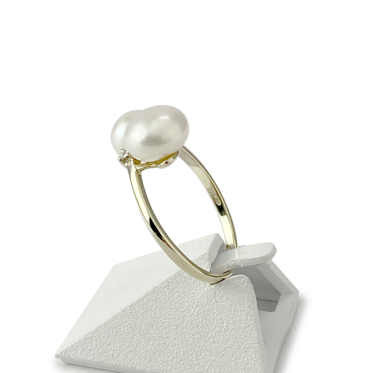 Bague d'occasion or 375 jaune diamant perles de culture