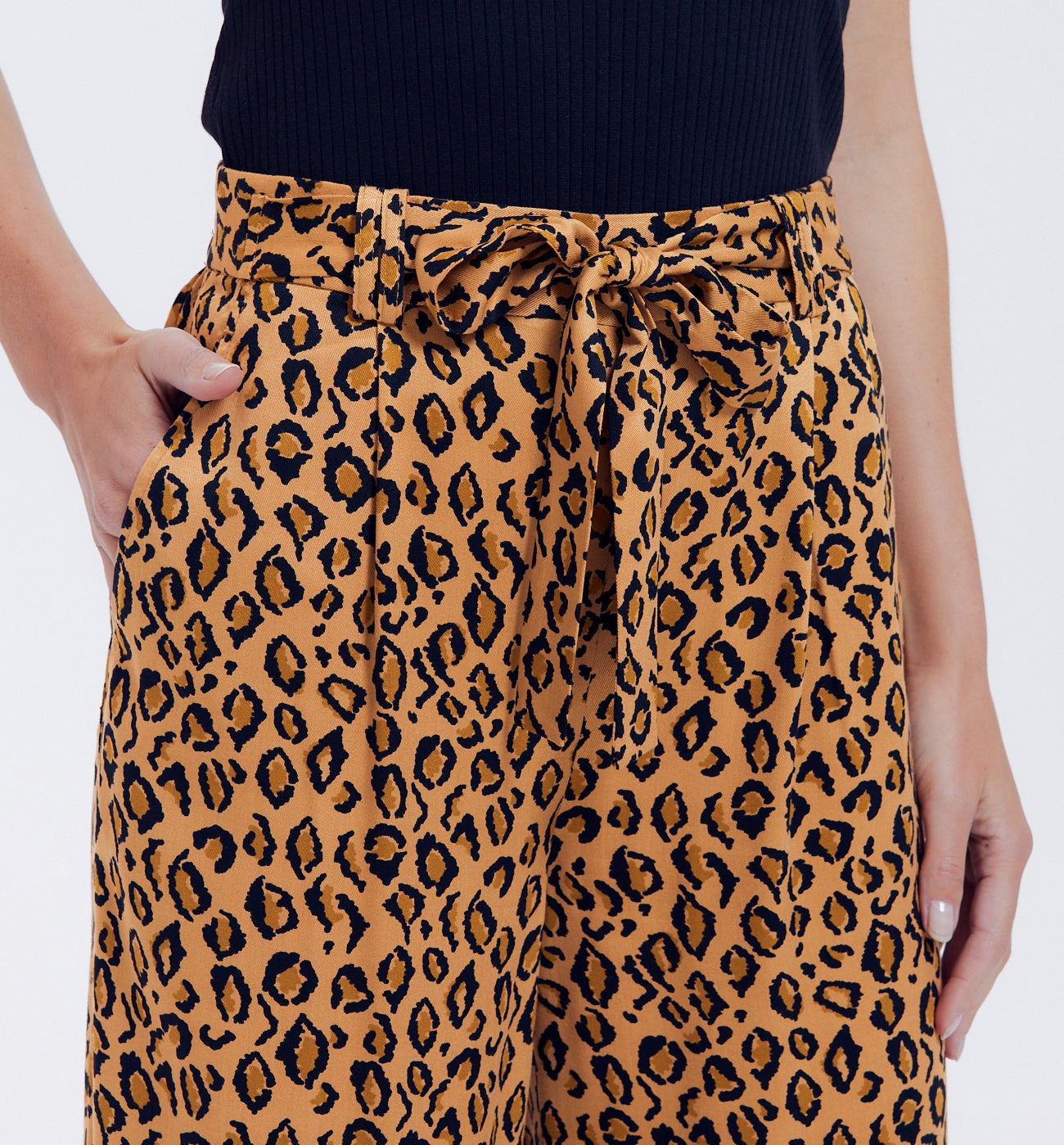 Pantalon large femme - Imprimé marron