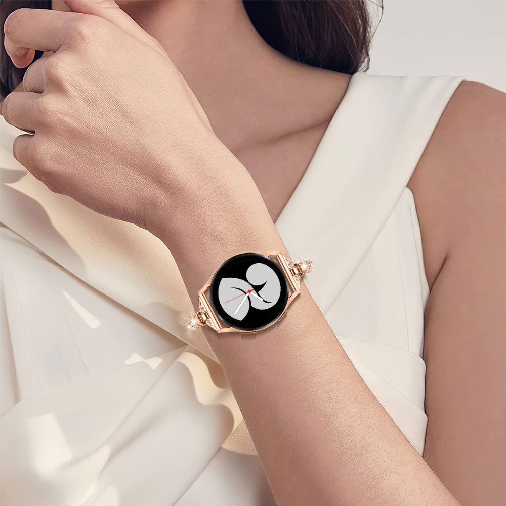 Samsung Galaxy Watch Active 2 (40mm) Strassstein Armreif Edelstahl Schmuckarmband (Gelenkumfang: 160-220mm) - Roségold