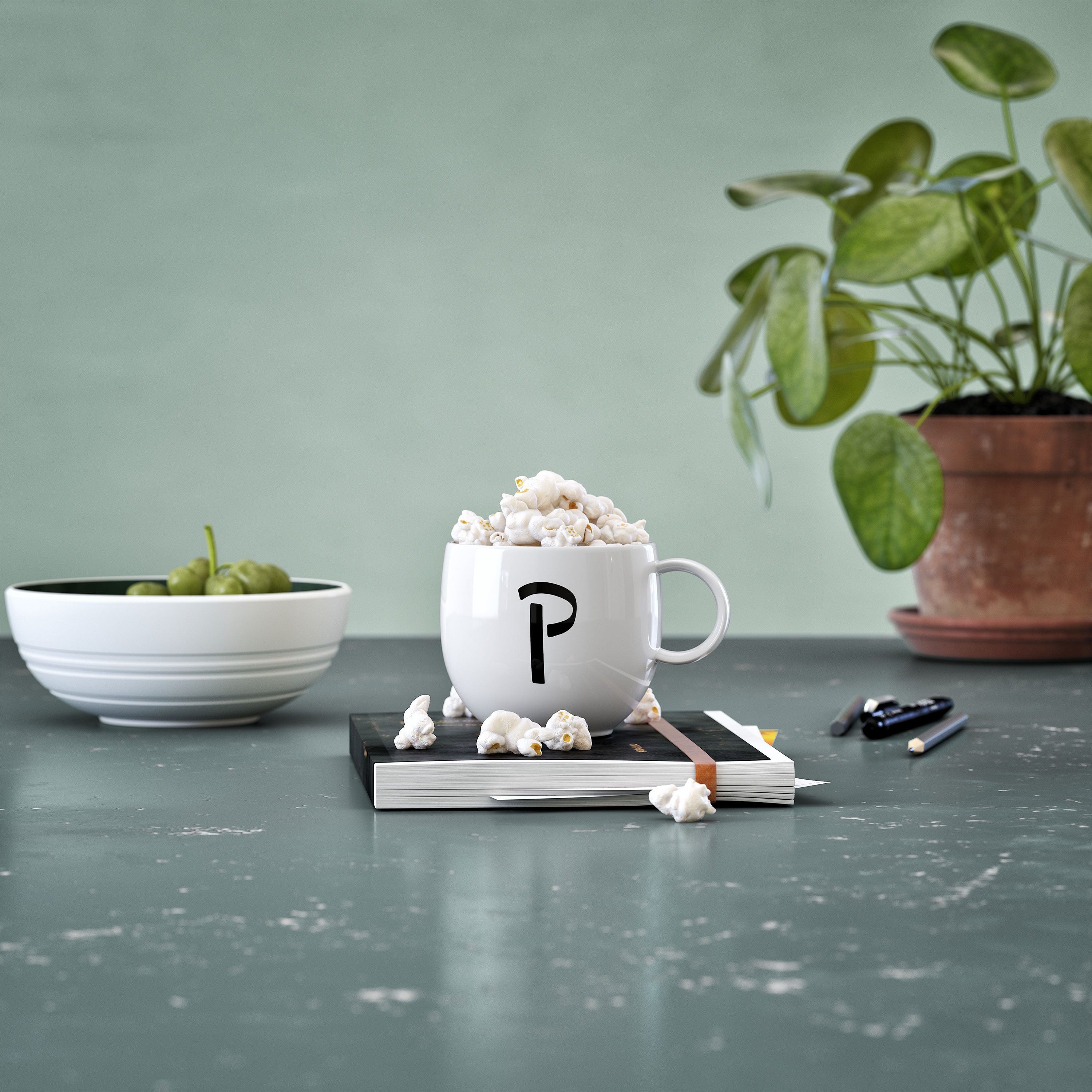 Letters Mug White, 9.9 oz, Premium Porcelain