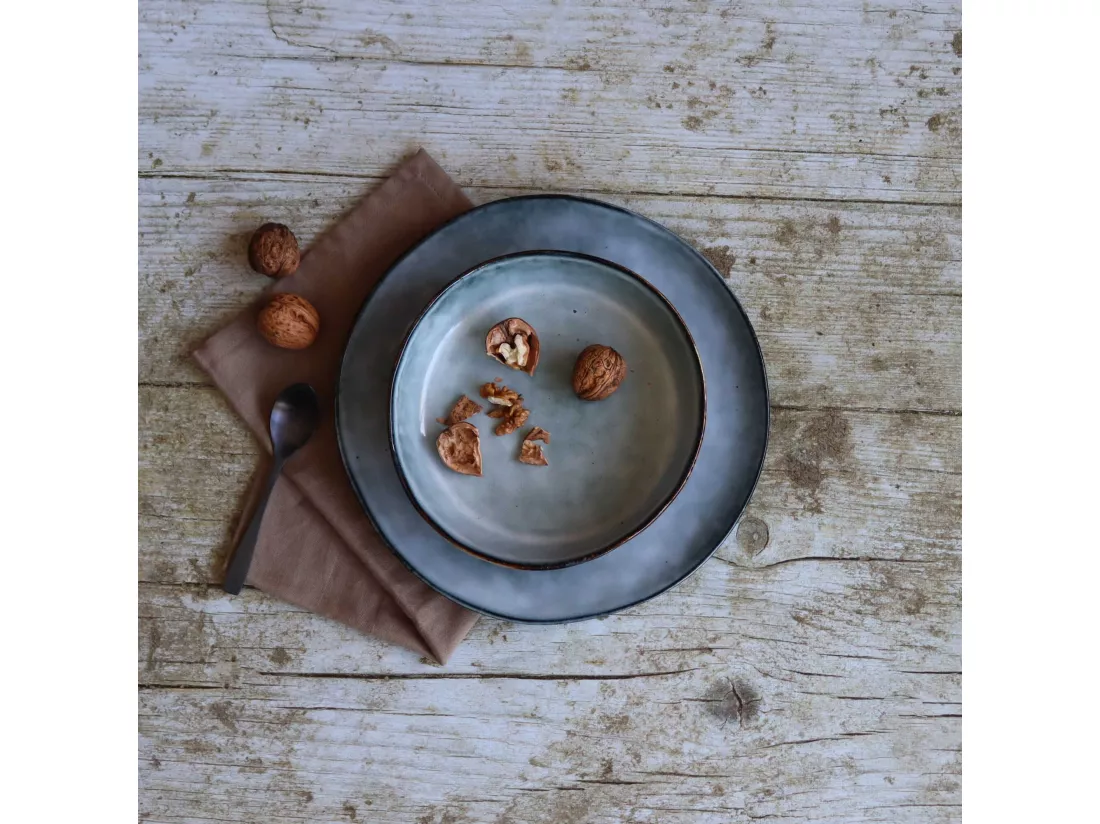 Ogo Living - Lot 6 Assiettes Coupes Aronal 20cm Bleu En Gres