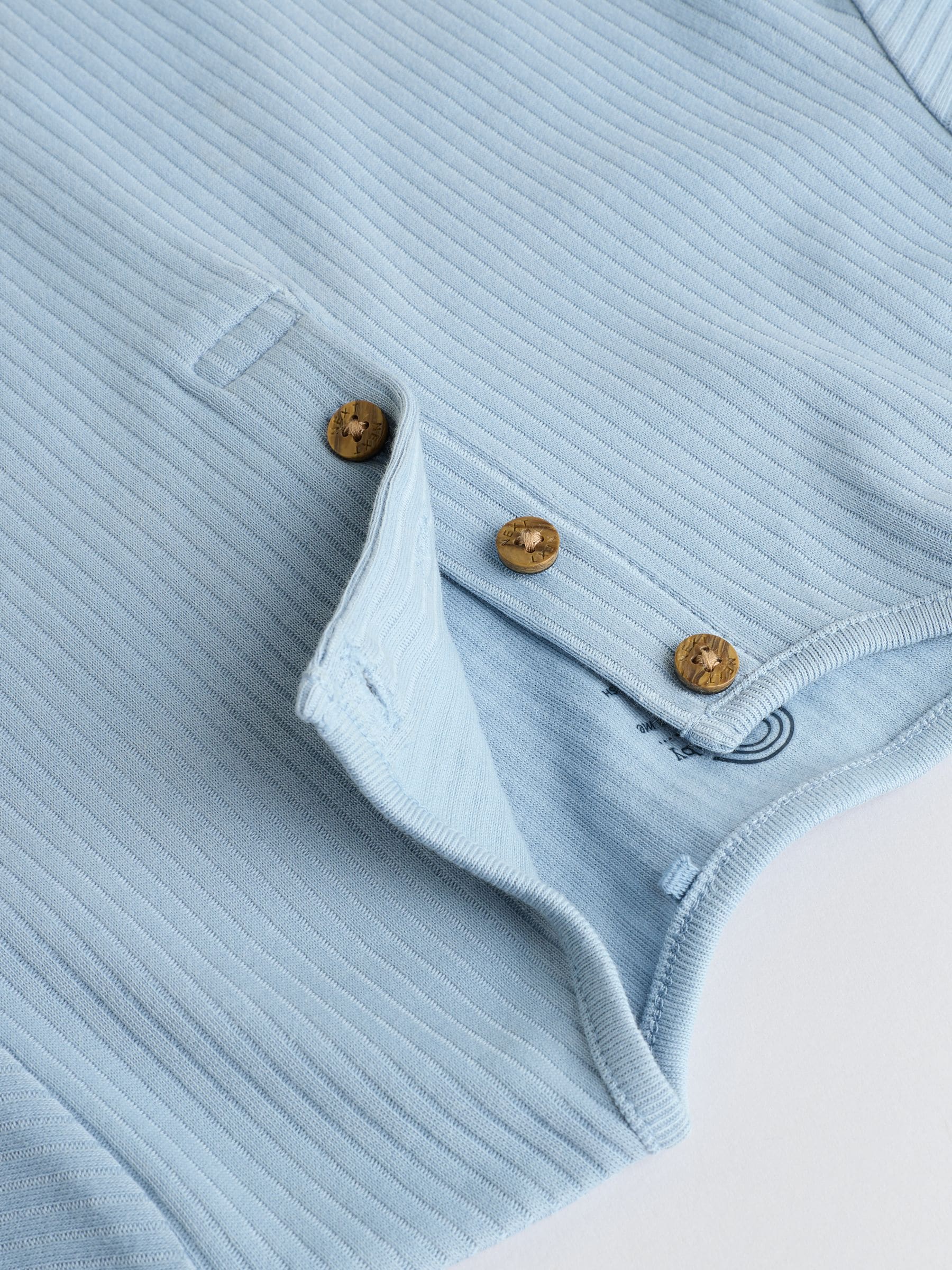Blauw - Grootvader Knopen bij de hals 4 set Baby Rompertjes