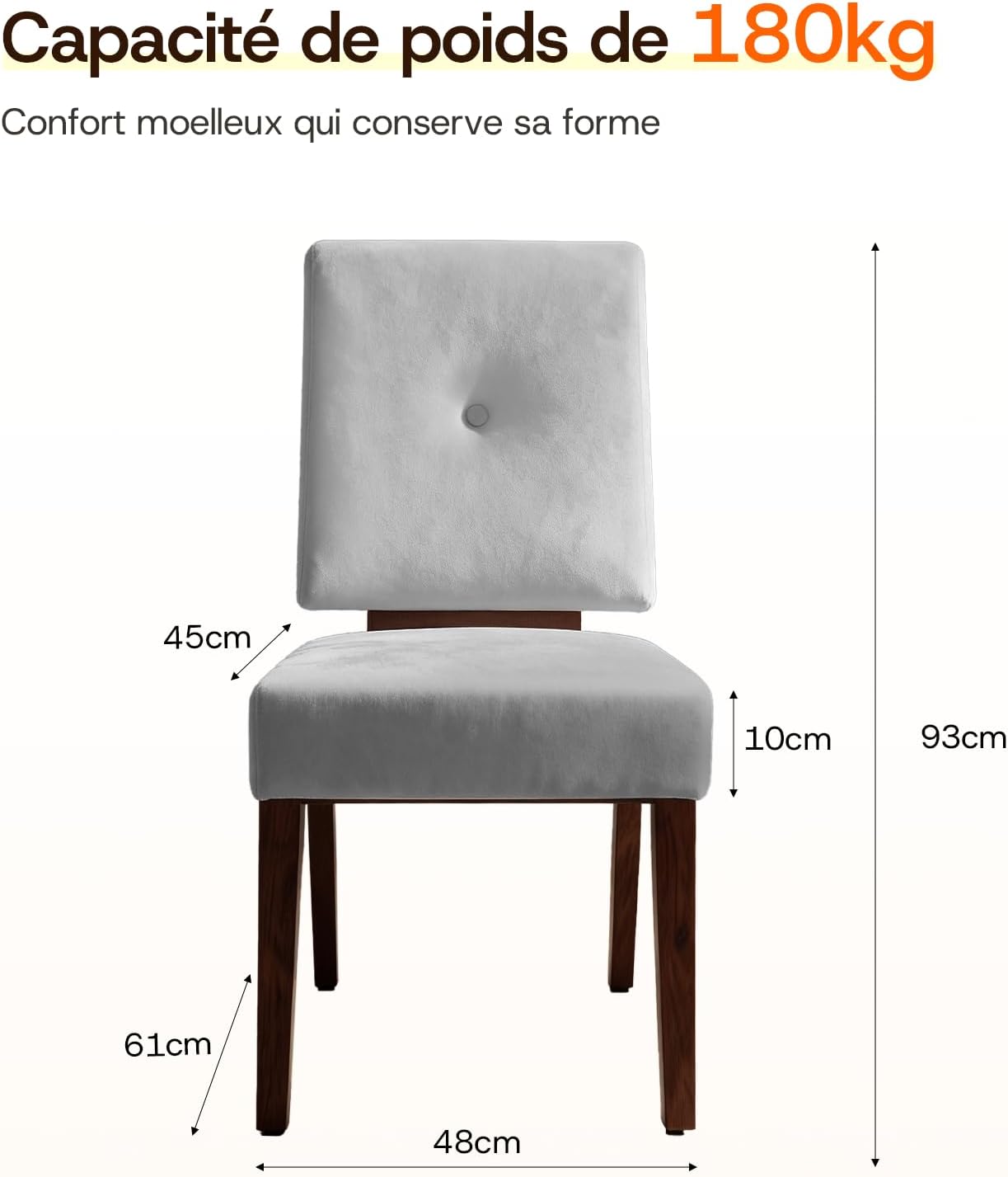 Holz esszimmerstühle 4er Set, küchenstühle 4er Set, Dining Chairs mit wolkig-weicher Sitzpolsterung und verstärkter Struktur, für Küche/Wohnzimmer/Essbereich, einfach zu montieren, Grau
