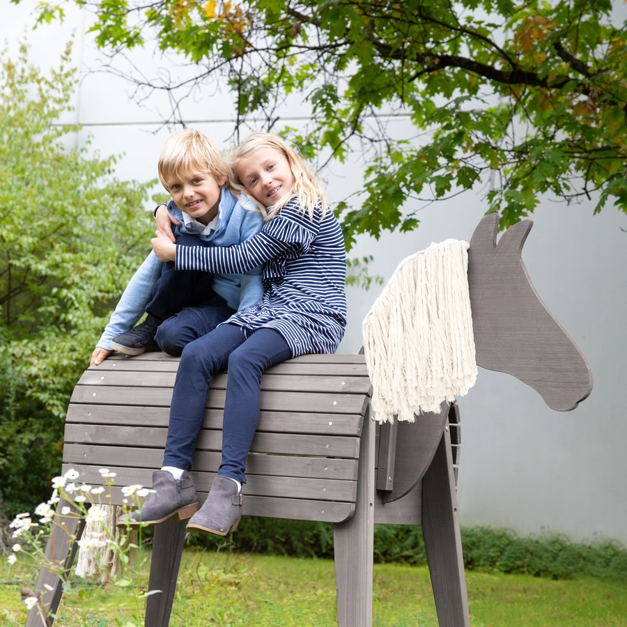 roba Holzpferd Outdoor grau