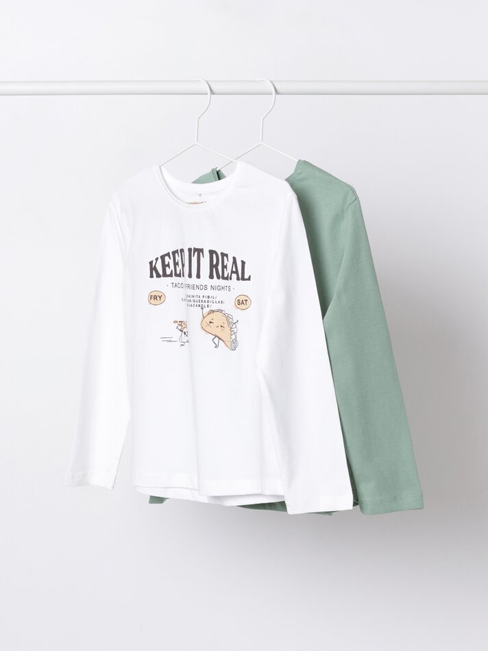 Pacote com 2 camisetas estampadas - Verde Grama