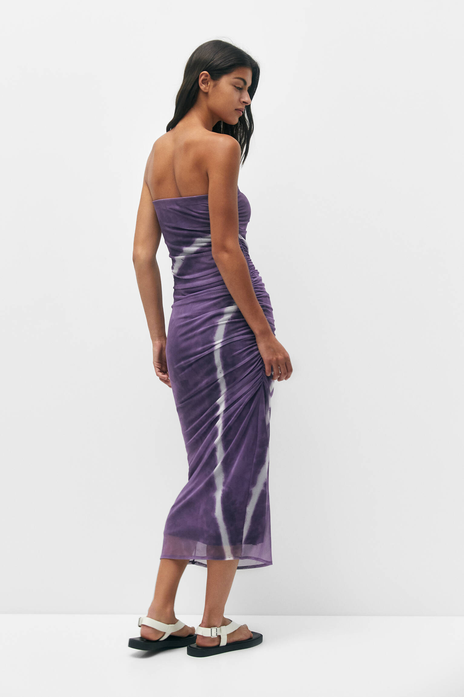 VESTIDO MIDI DE TULE TIE-DYE MALVA - MALVA