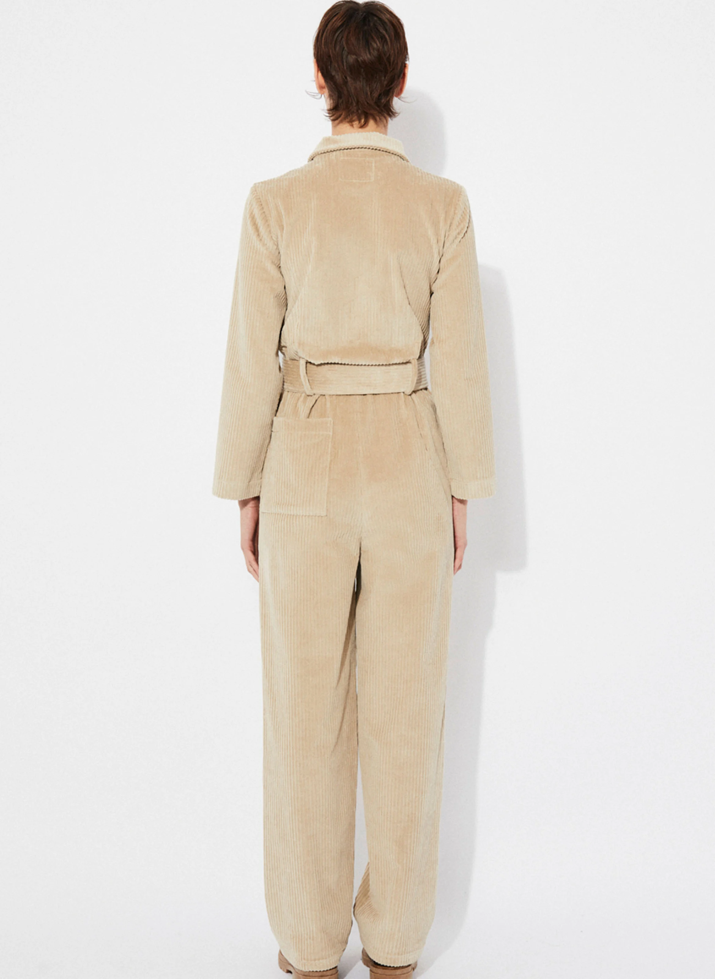 CRISTALL - Combinaison col classique en coton mélangé | Beige