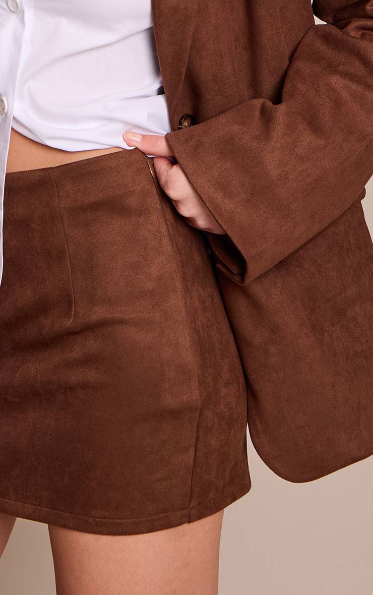 Chocolate Brown Jupe Mini Taille Mi-haute En Synthétique Coordonnée