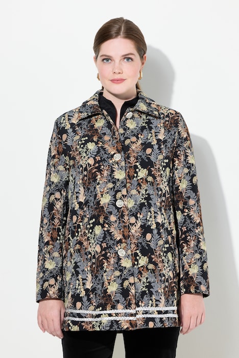 Jacke, Jacquardmuster, Hemdkragen, Schmuckknöpfe