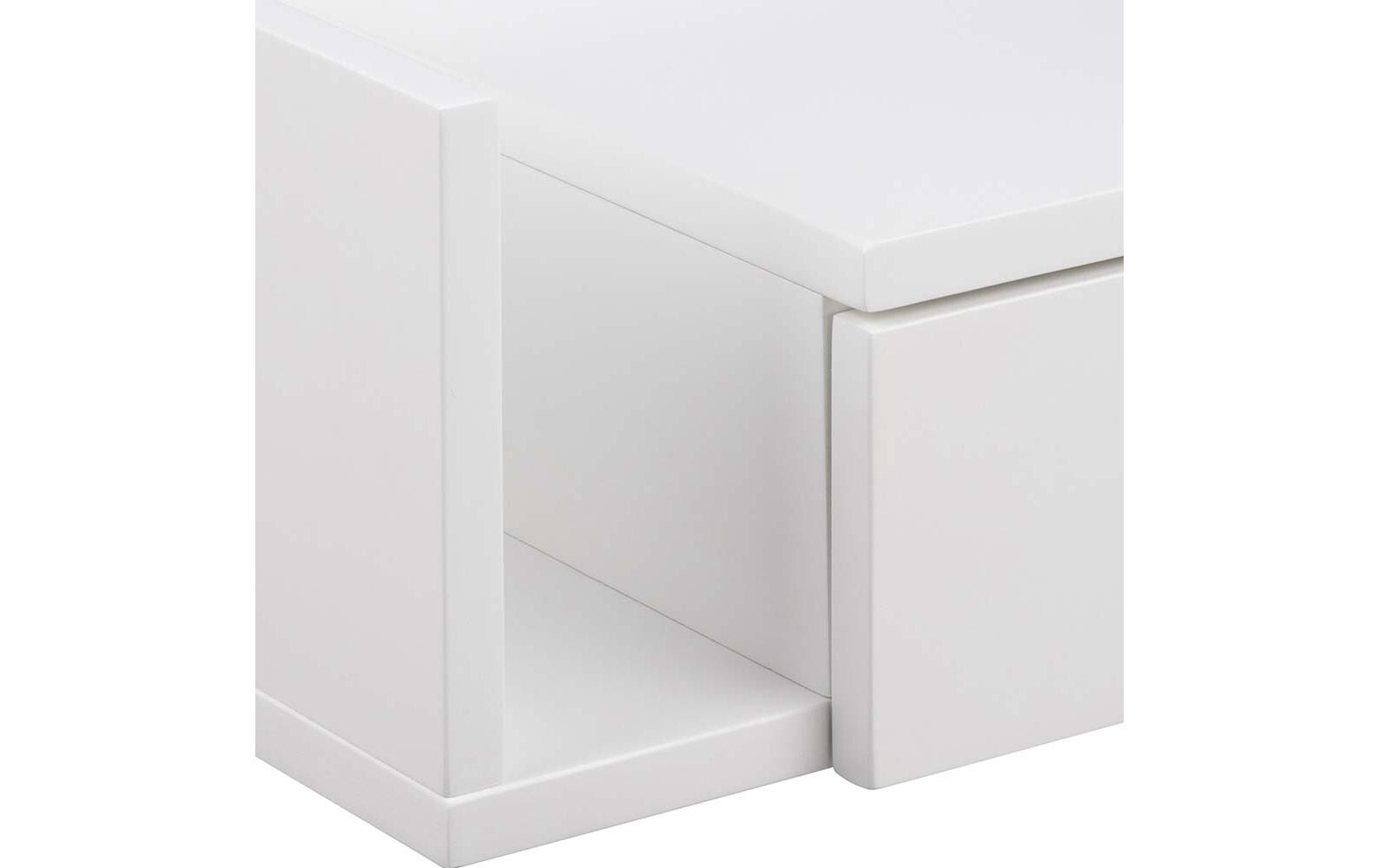 Nachttisch Ashlan 40 cm x 16.5 cm, Weiss glanzBeistelltisch