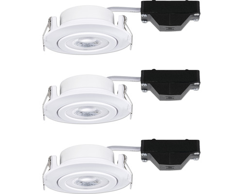 Paulmann LED inbouwspots set, 3-traps dimbaar, 3 x 6 W, 550 lm, 3000 K, Ø 8,2 cm, draaibaar, wit/mat, 3 stuks, 230V