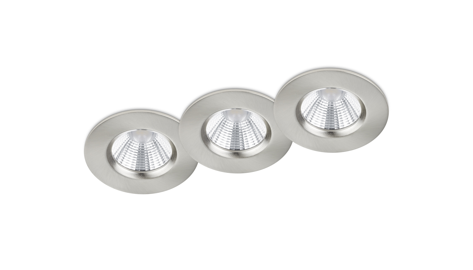3er-Set LED-Einbauleuchten - Nickel matt - dimmbar