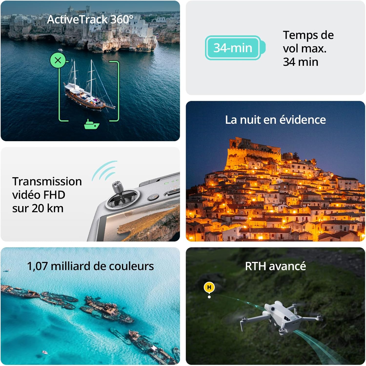 DJI Bundle avec Mini 4 Pro Fly More avec RC 2 (Radiocommande avec Écran), Mini Drone Pliable avec Caméra 4K, Moins de 0,549 lb/249 g, Temps de Vol de 34 min, 2 Batteries Supplémentaires, C0