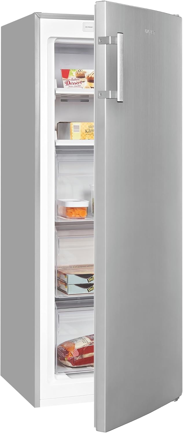 Exquisit Gefrierschrank, 161 Liter, No-Frost, LED-Anzeige, leise, GS5231-NF-H-040C inoxlook