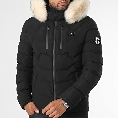 Doudoune Chauffante Capuche Fourrure Val D'Isere Premium Noir Blanc