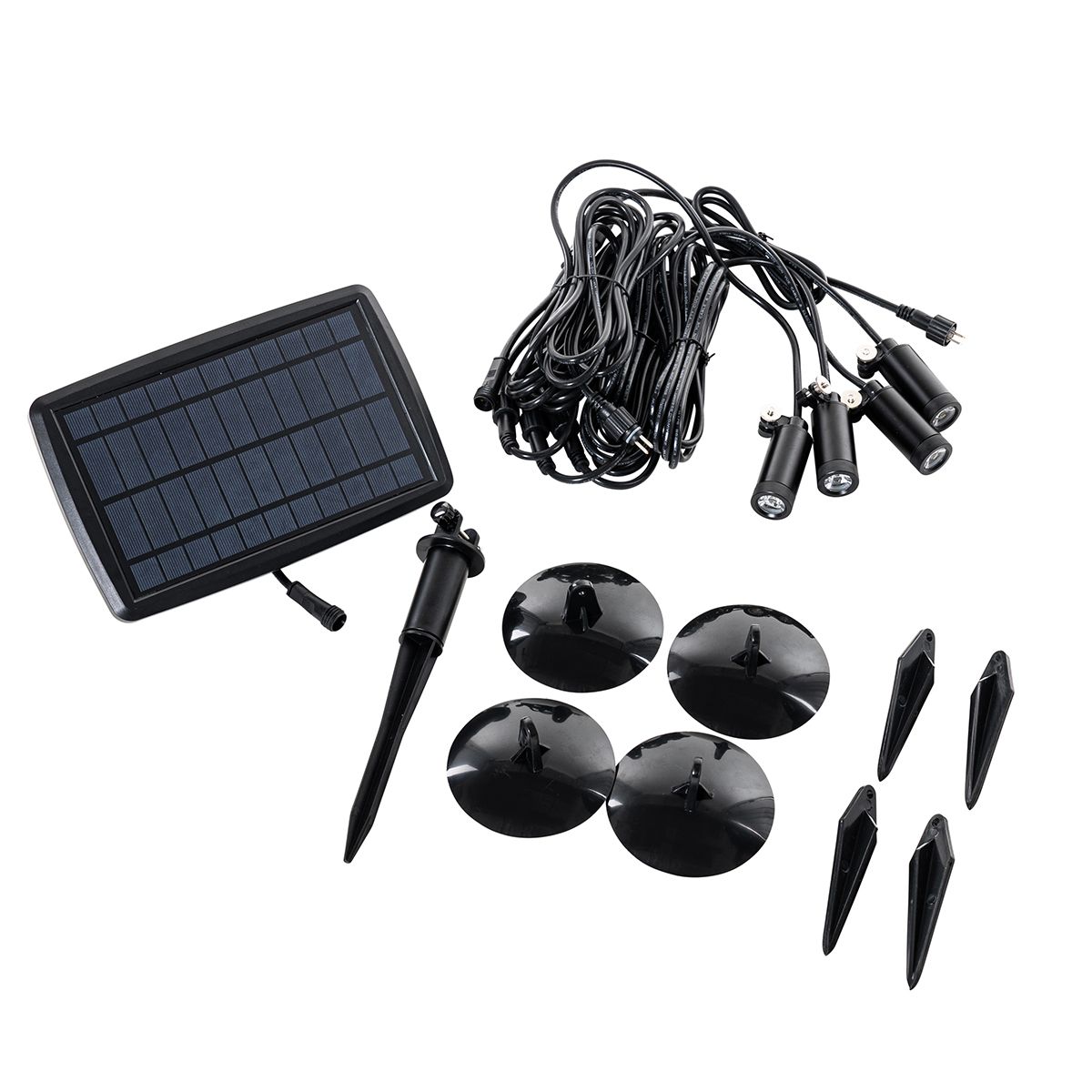 Set van 4 prikspots zwart incl. LED IP65 solar oplaadbaar - Garly