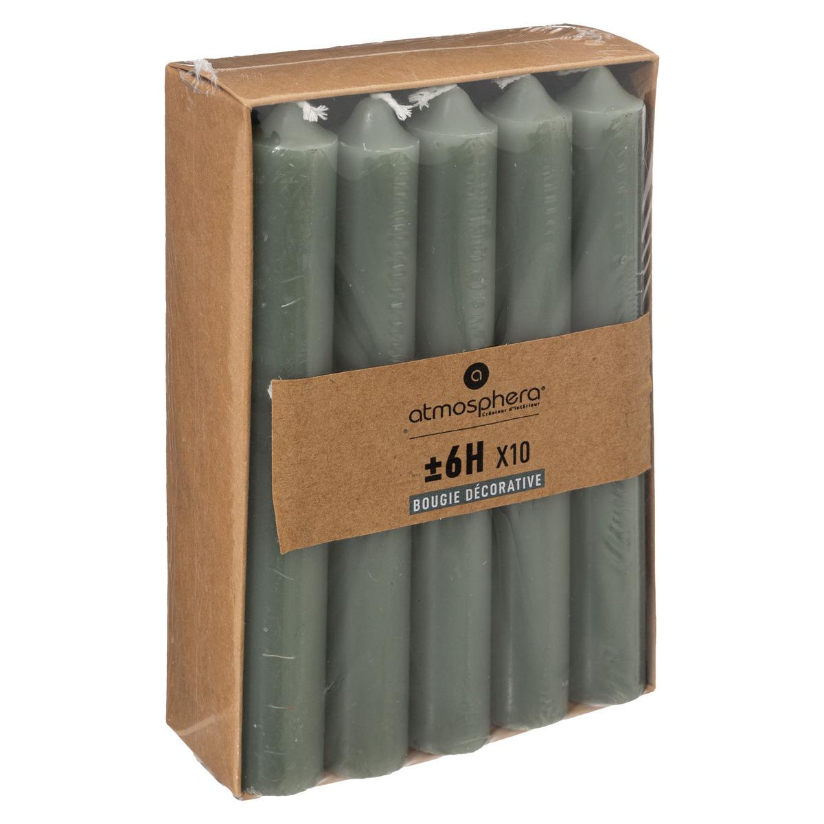 BOUGIE BATON HUGO VERT H.16CM X10 PIECES