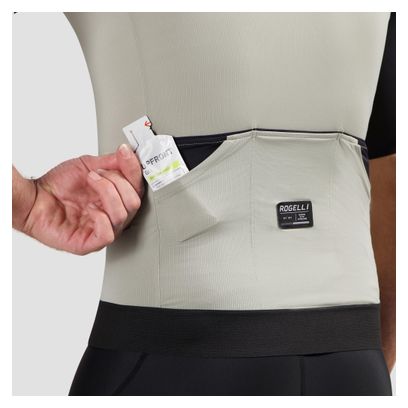 Maillot Manches Courtes Vélo Rogelli Distance II Taupe/Noir Homme