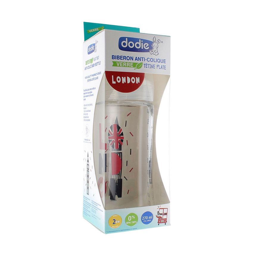 Biberon en verre Sensation+ anti-coliques 270ml 0-6 mois - London - Ecru