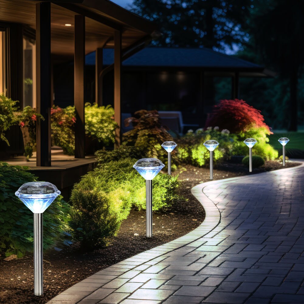 2er Set LED Solar Steckleuchte, Diamant Design, H 34 cm