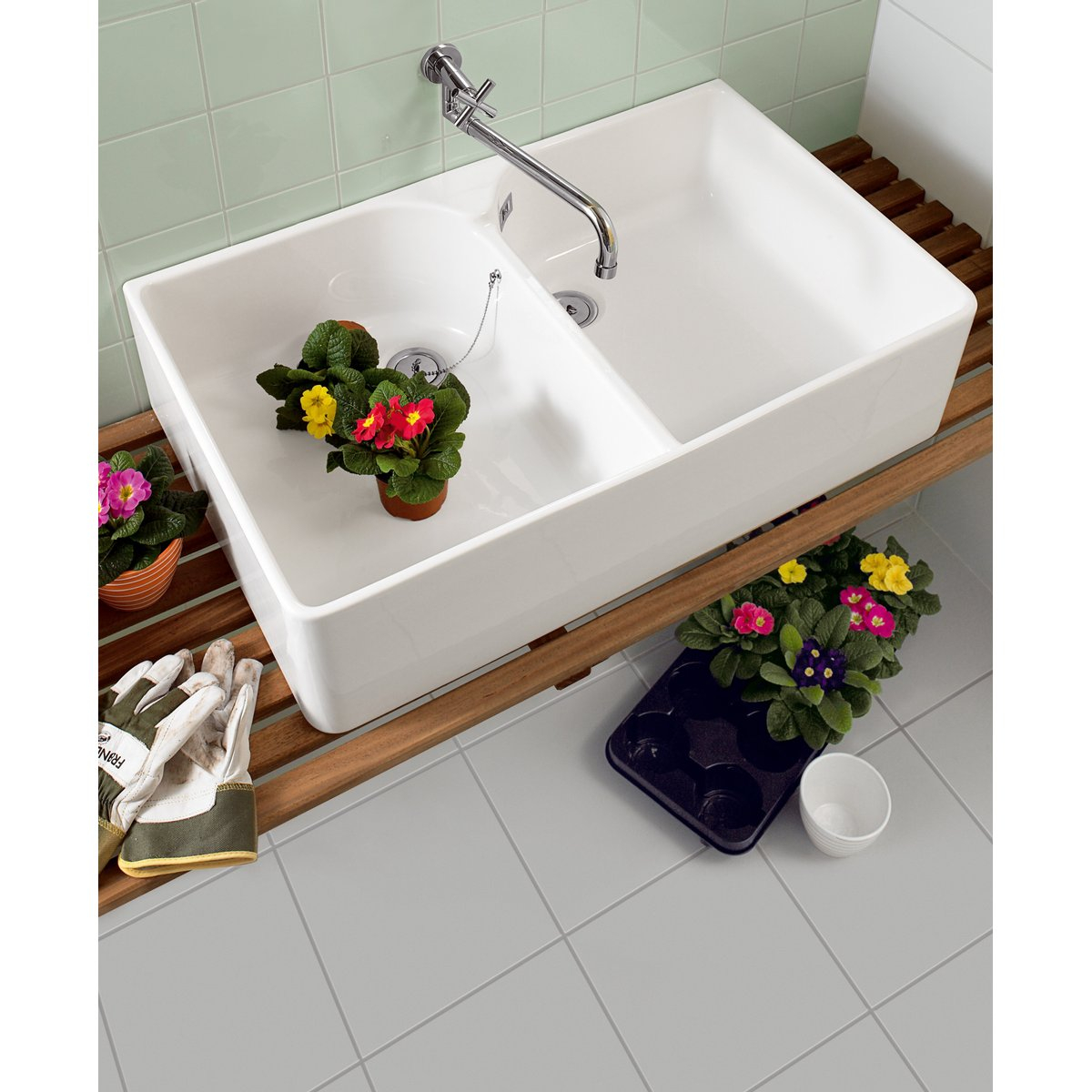 Villeroy & Boch O.novo gootsteen dubbel 80x50cm wit