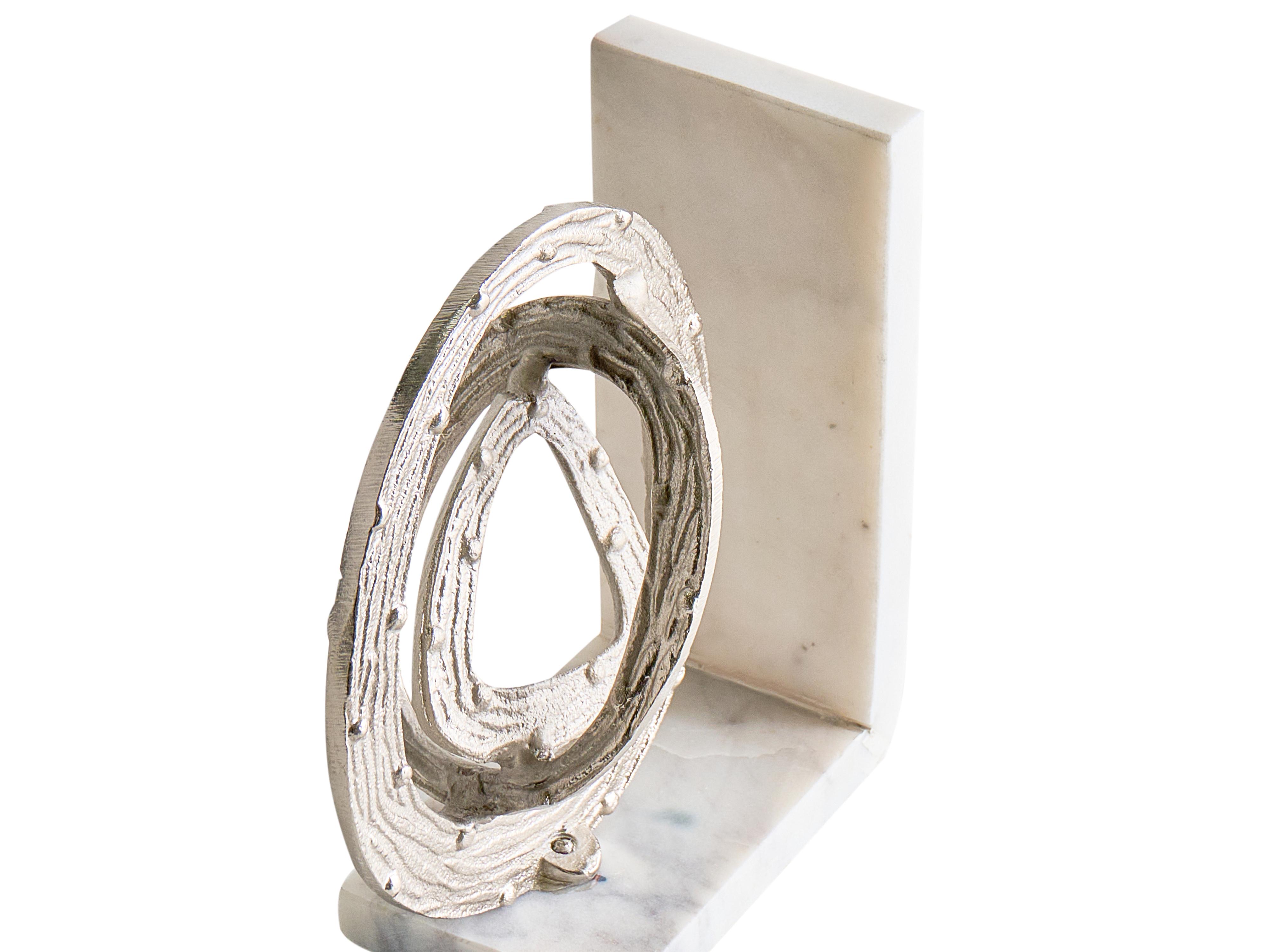 Set boekensteunen RABINA Marmer Zilver