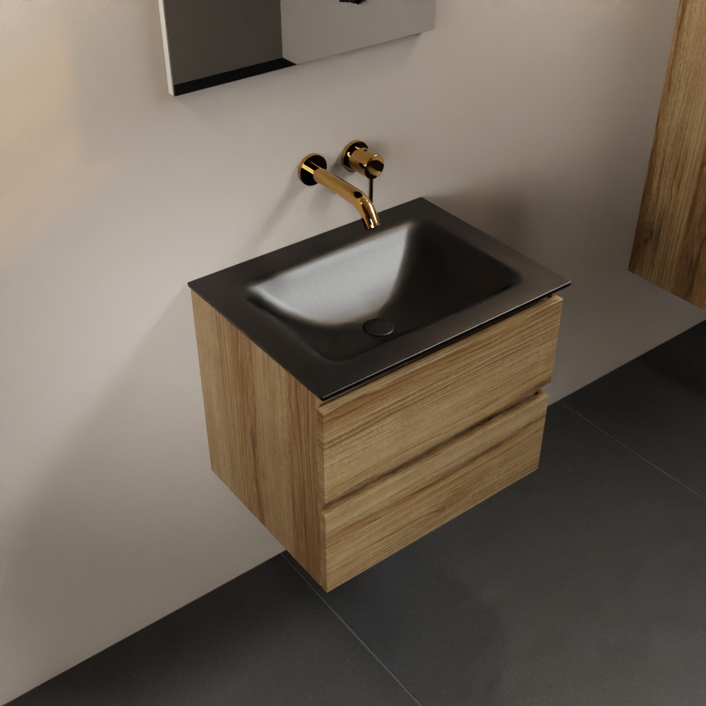 Mondiaz Aivy badmeubel 60cm chai met wastafel solid surface urban midden zonder kraangat en spiegel