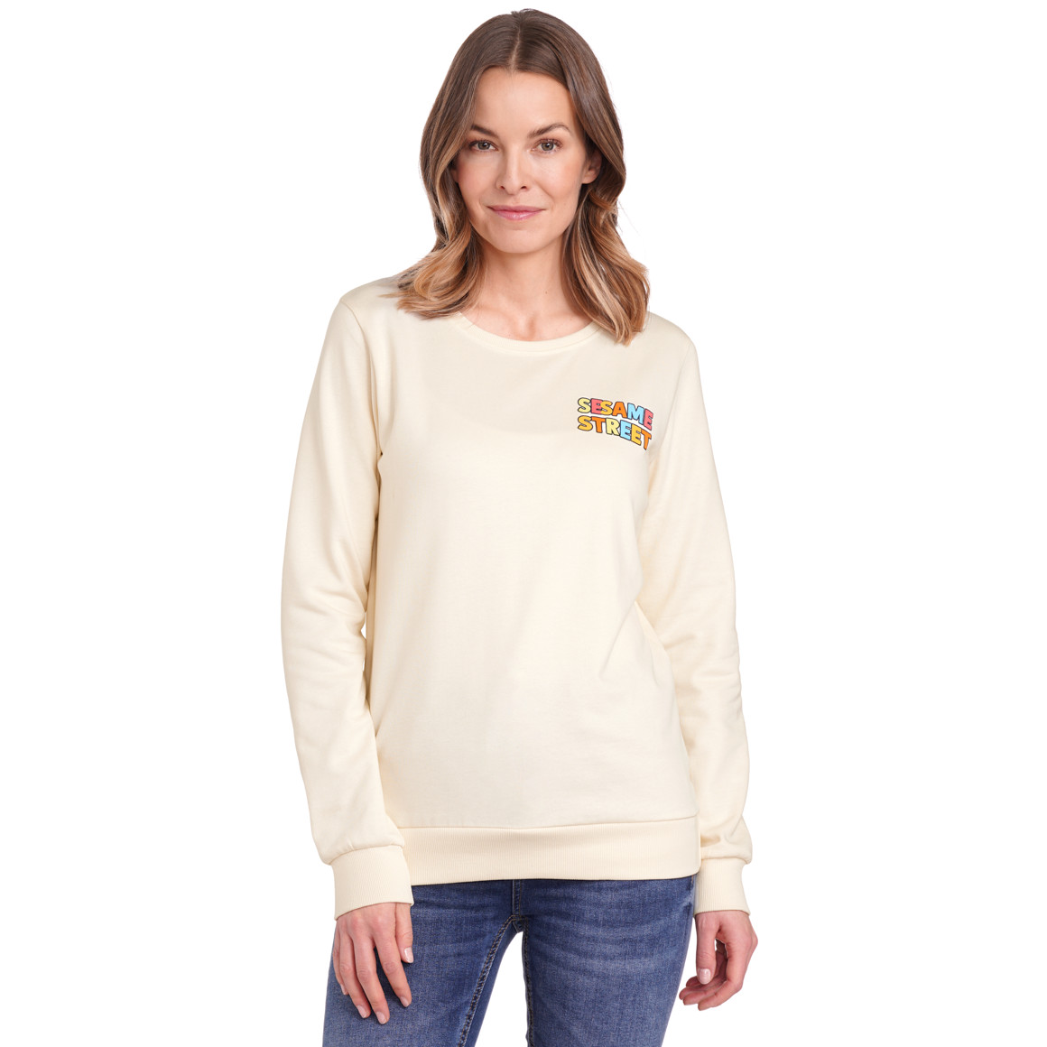Gina Benotti Sesamstraße Sweatshirt mit Backprint cremeweiss