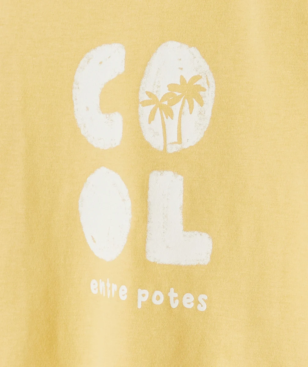 T-SHIRT BÉBÉ GARÇON EN FIBRES RECYCLÉES JAUNE AVEC MESSAGE