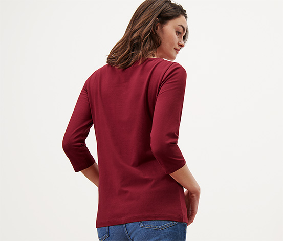 Shirt mit 3/4-Arm, bordeauxrot