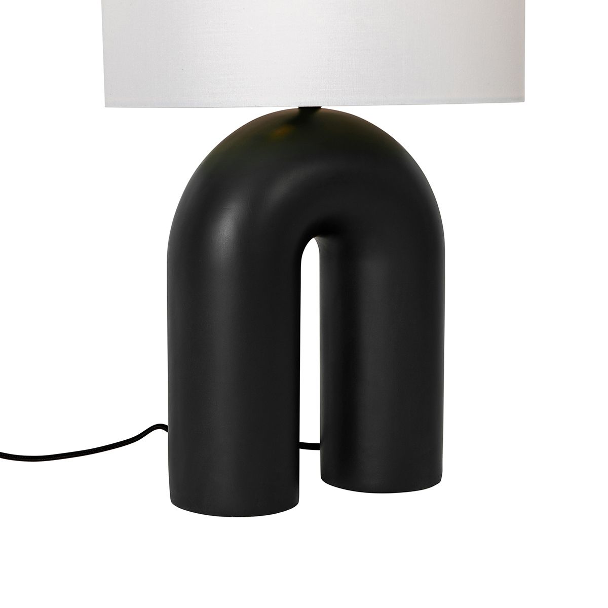 Scandinavische tafellamp zwart met linnen kap wit - Lotti