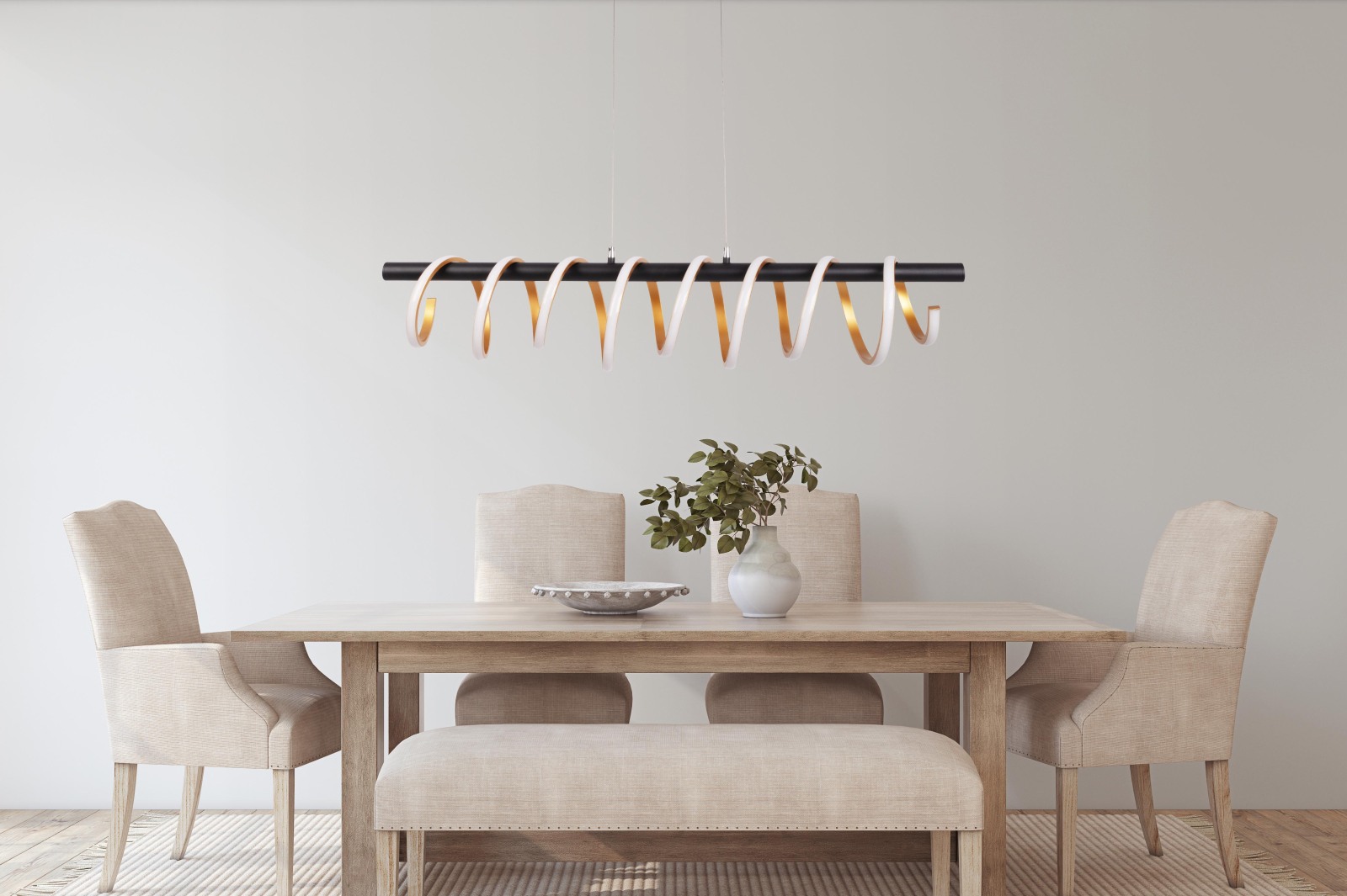 LED-Pendelleuchte BELLEZA - gold-schwarz-weiß - dimmbar