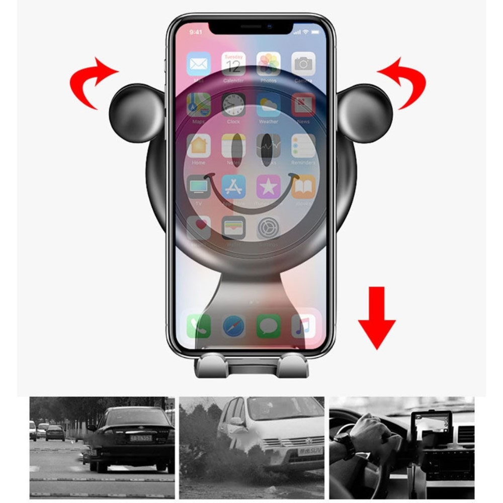 Auto Halterung Air Frame Lüftungsgitter Schwerkraft-Mechanismus mit Smiley - Rot