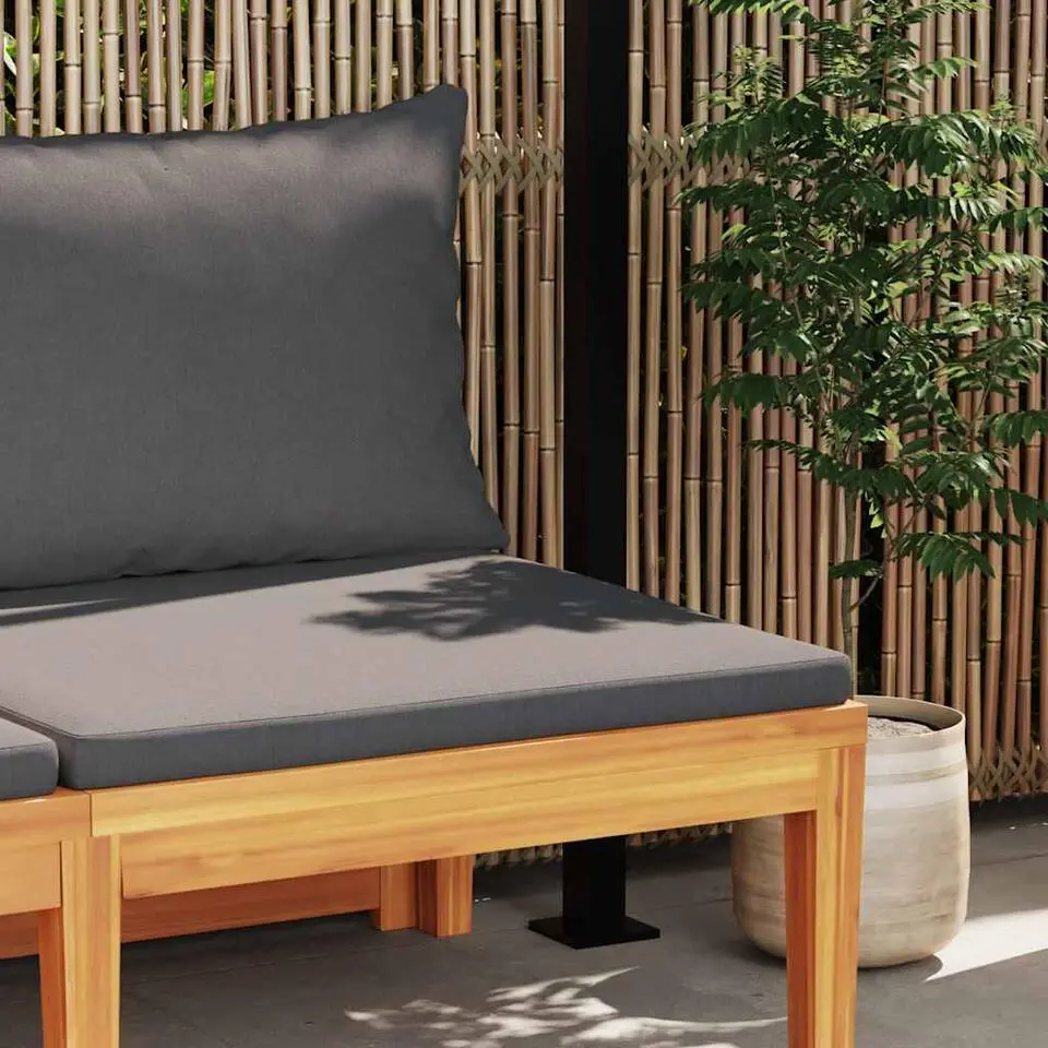 vidaXL - Tuinbank - Grijs - Acaciahout - Met tafel en kussens