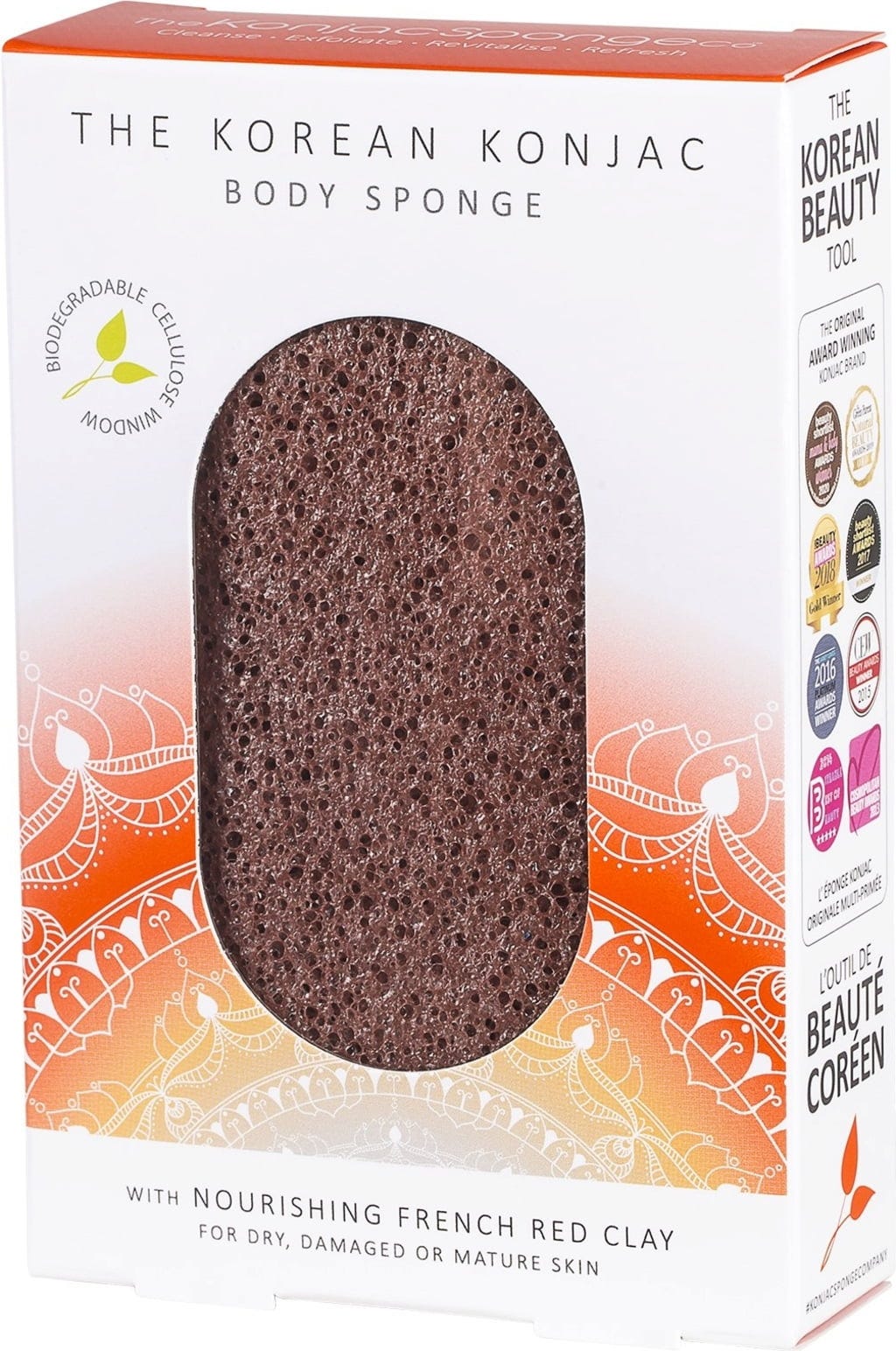 The Konjac Sponge Company  Mandala Konjac Body Sponge Red Clay