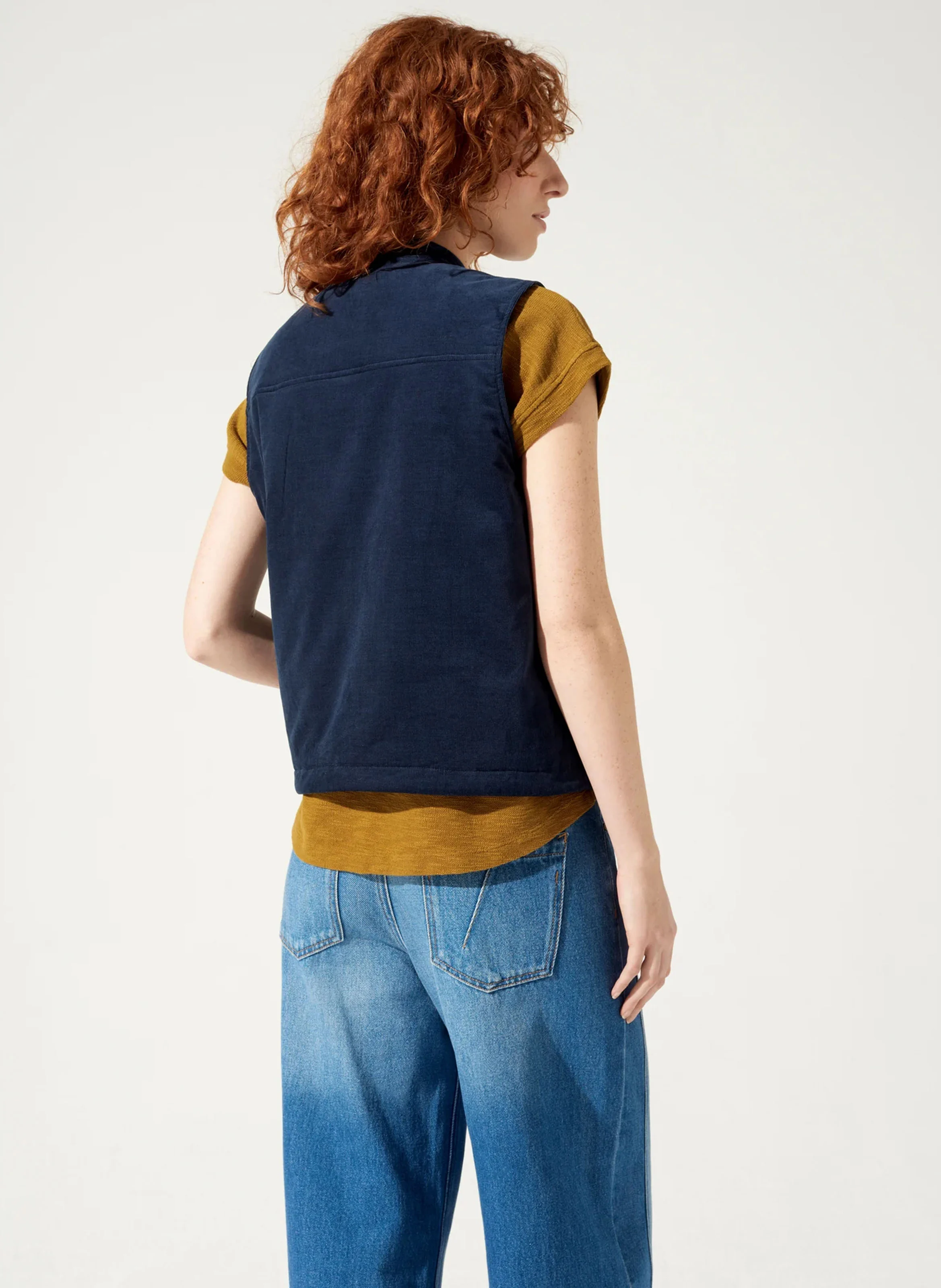 MILA - Blouson droit col teddy en coton mélangé | Bleu