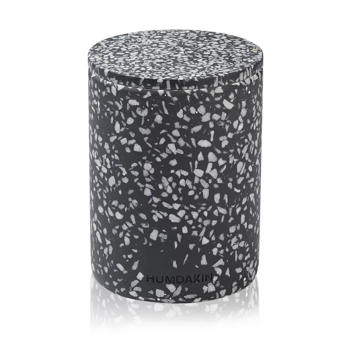Humdakin - Terrazzo Aufbewahrung mit Deckel, Lucca, Ø 10 x 14 cm, schwarz