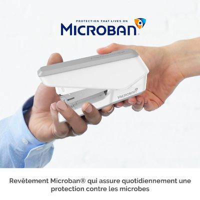 Fellowes - Agrafeuse LX840 EasyPress blanche avec Microban® - capacité de 25 feuilles - demi bande